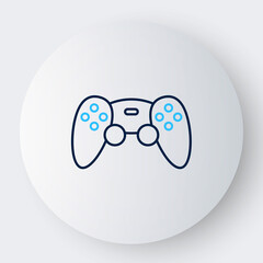 Line Game controller or joystick for game console icon isolated on white background. Colorful outline concept. Vector