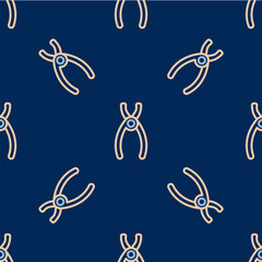 Line Dental pliers icon isolated seamless pattern on blue background. Dental equipment. Vector