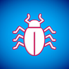 White Colorado beetle icon isolated on blue background. Vector