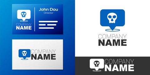 Logotype Skull icon isolated on white background. Happy Halloween party. Logo design template element. Vector