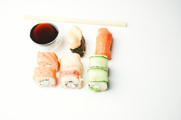 sushi chopsticks soy sauce snack delicacy japanese cuisine