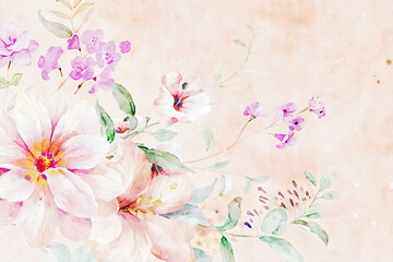 Beautiful watercolor rose flower bouquet illustration