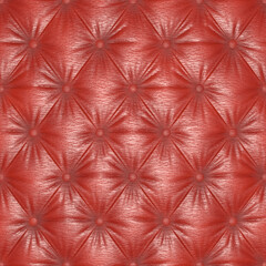Chesterfield. The luxurious and rough background of the classic worn leather texture of the sofa with leather buttons. Red Pigskin background. 3D-rendering