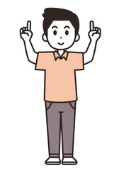 上を指さす若い男性のイラスト素材