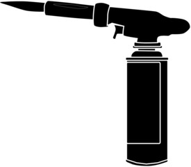 火を出すガスバーナーのシルエット