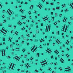 Black Bricks icon isolated seamless pattern on green background. Vector