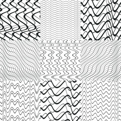 Wavy illustration. Seamless background with waves. Black curve lines.
