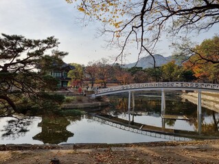 Fototapeta na wymiar The beauty of an old palace in Korea
