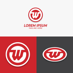 w initial circle logo template vector