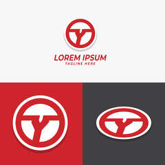 y initial circle logo template vector