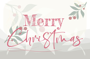 Merry Christmas with winter landscape festive Vector Illustration.