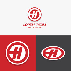 h initial circle logo template vector