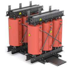 Electric industry power Transformer, Dry type (cast resin) medium voltage power transformer. Isolated. 3d render - obrazy, fototapety, plakaty