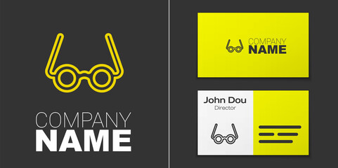 Logotype line Glasses icon isolated on grey background. Eyeglass frame symbol. Logo design template element. Vector