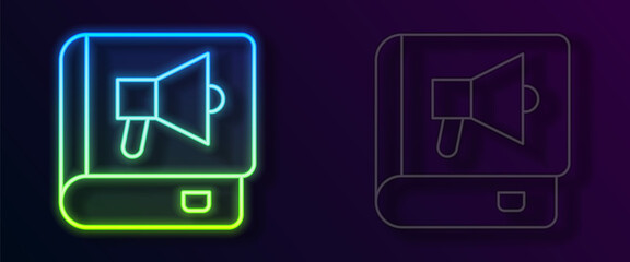 Glowing neon line Book icon isolated on black background. Vector