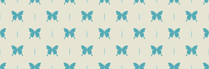 Simple background image with decorative butterflies on a light background for your design projects, seamless patterns, wallpaper textures with flat design. Vector illustration