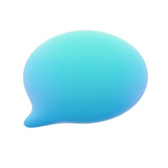 3d speech bubble icon. Render illustration of blue color cartoon cloud on the white background. Empty space for text. New idea, think, comment, fantasy concept.
