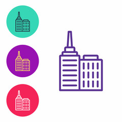 Set line City landscape icon isolated on white background. Metropolis architecture panoramic landscape. Set icons colorful. Vector