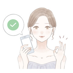 セキュリティ対策がされたスマホを持つ女性