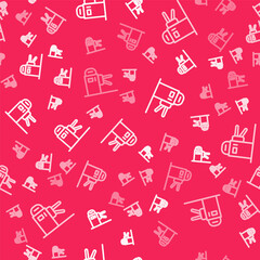 White line Turnstile icon isolated seamless pattern on red background. Vector