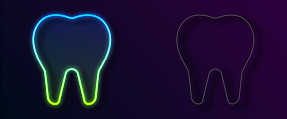 Glowing neon line Tooth icon isolated on black background. Tooth symbol for dentistry clinic or dentist medical center and toothpaste package. Vector