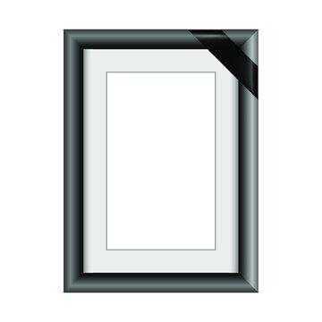 Photo frame with black ribbon ,funeral photo frame