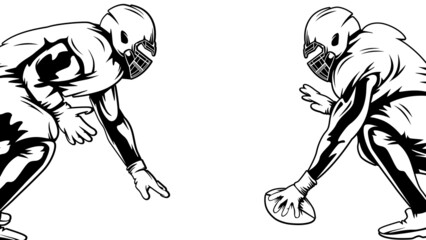 American football player. Quarterback isolated on white. Superl sport theme vector illustration.