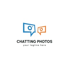 Photo chat, Chatting Photos symbol icon or logo template