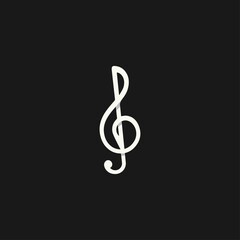 Treble Line Clef Abstract Vector Symbol Icon or Logo Template Design