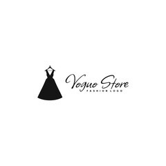 Fashion Vogue Store Logo Template With Black Dress Isolated