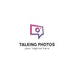 Talking photos Gradient Color symbol icon or logo template. isolated.