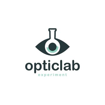 Optic laboratory experiment abstract vector concept symbol icon logo design template