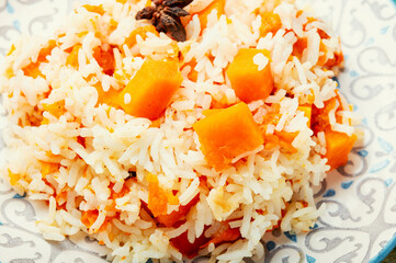 Stewed rice with pumpkin