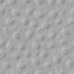 3d image of a gray seamless pattern of flowers. 3d render of a background of flowers. 