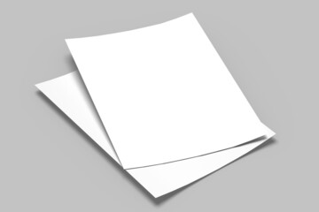 Realistic blank A4 flyer brochure for mockup. Paper or poster illustration. 3D Render.