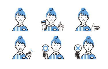 女性のコンビニ店員セット