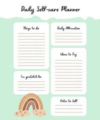 Fototapeta premium Colorful Daily Self-care Planner