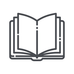 Vector line icon of an opened book front view isolated