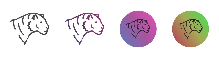 Vector line icon of a tiger head side view isolated
