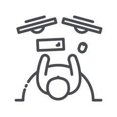 Vector line icon of an office worker top view isolated