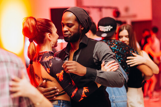 Kharkiv, Ukraine 17.08.21 People dancing bachata on the dance floor
