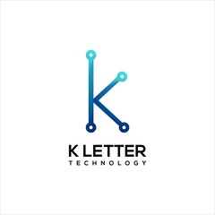 Letter k technology Logo Colorful Gradient Abstract