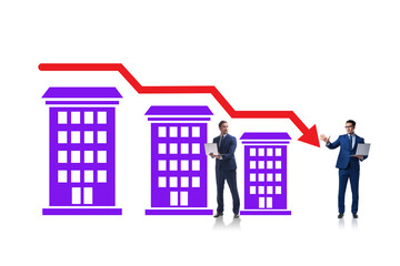 Property market bubble illustration with houses and chart