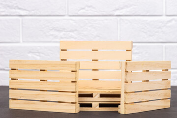 empty wooden pallets on white background.