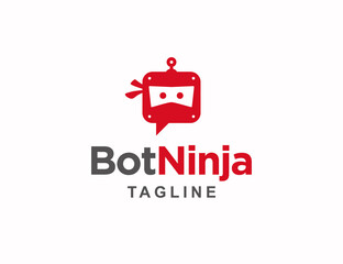 Bot ninja character logo template