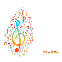 Gradient Music Notes With Stripe Pattern On White Background.