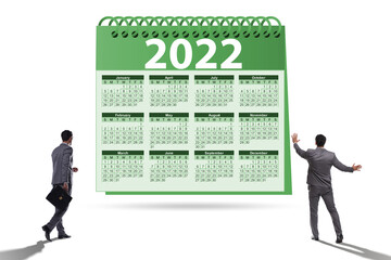 Businessman in the calendar concept of year 2022