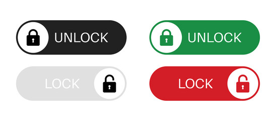 Set of lock icons, lock icon. Close and open lock symbols. Icons of locked and unlocked lock on white background. Safety symbols. Vector illustration.
