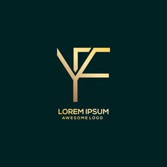 YF letter logo luxury gold color