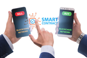 Businessman using mobile smartphones in smart contracts